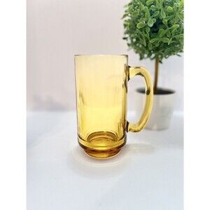 Vintage Hazel Atlas Amber Glass Drinking Beer Mug Stein with D Handle